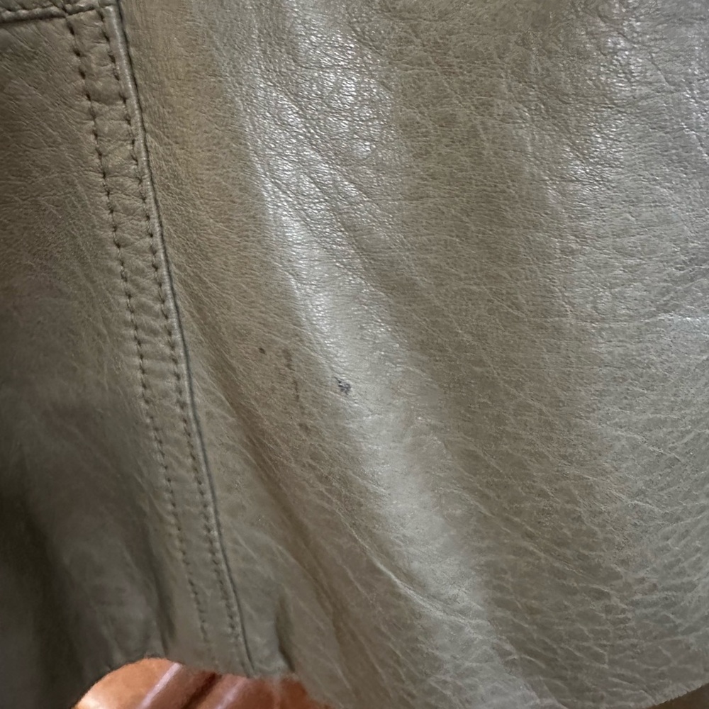 Theory Lambskin Moto Style Leather Jacket, Muted Olive Green, Size Med - Picture 5 of 12